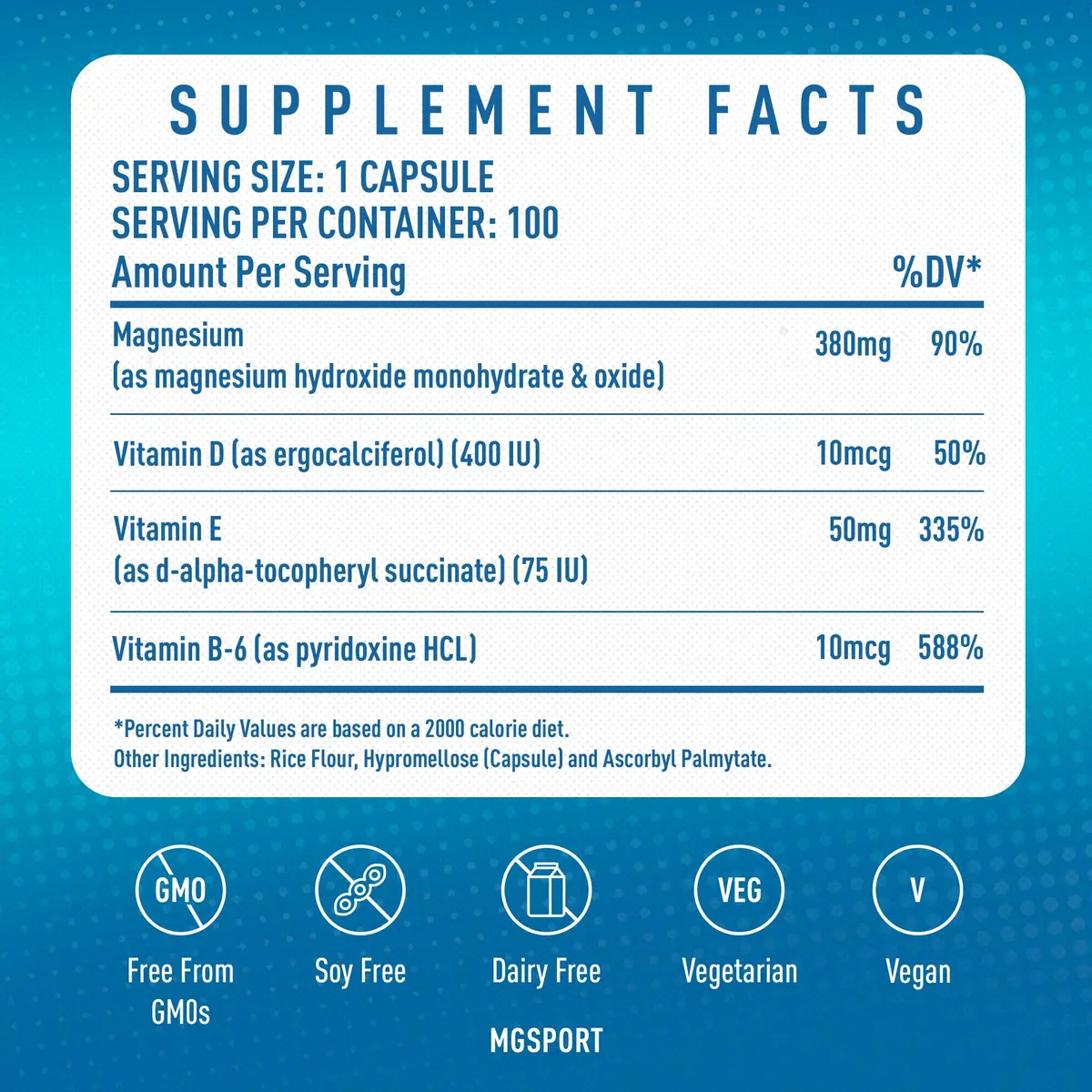 MgSport 100 Magnesium Supplement | Supports Muscles & Sleep, 100 Capsules, Unflavored - view 6