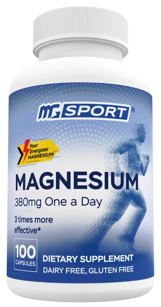 MgSport 100 Magnesium Supplement | Supports Muscles & Sleep, 100 Capsules, Unflavored - main product image