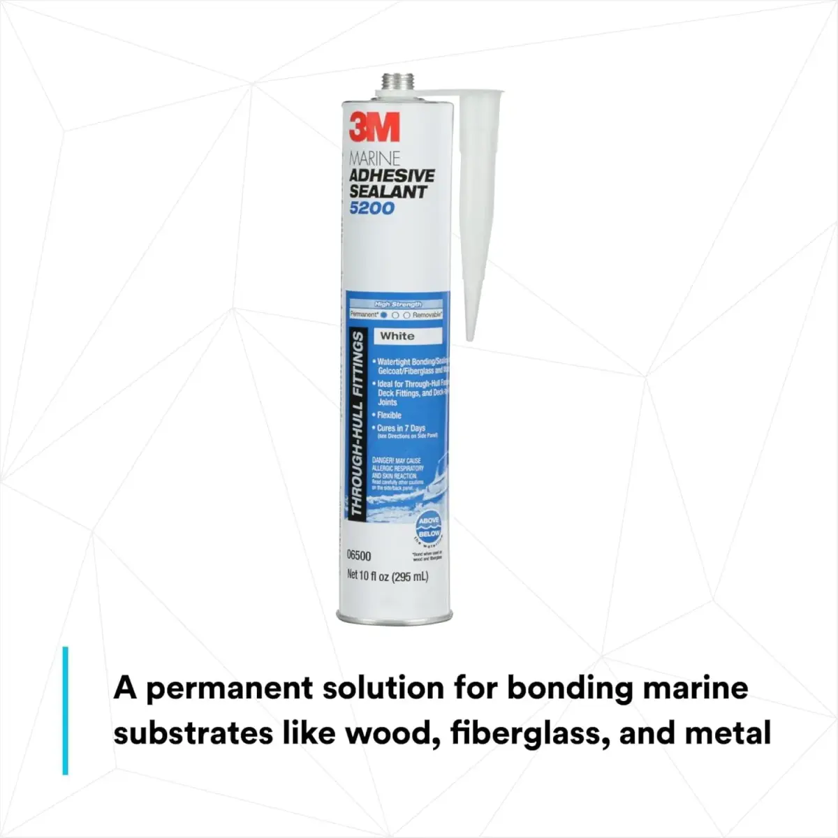 3M Marine Adhesive Sealant 5200 White 10 fl oz (300ml) Cartridge | Permanent Waterproof Bonding for Boats & RVs - view 2