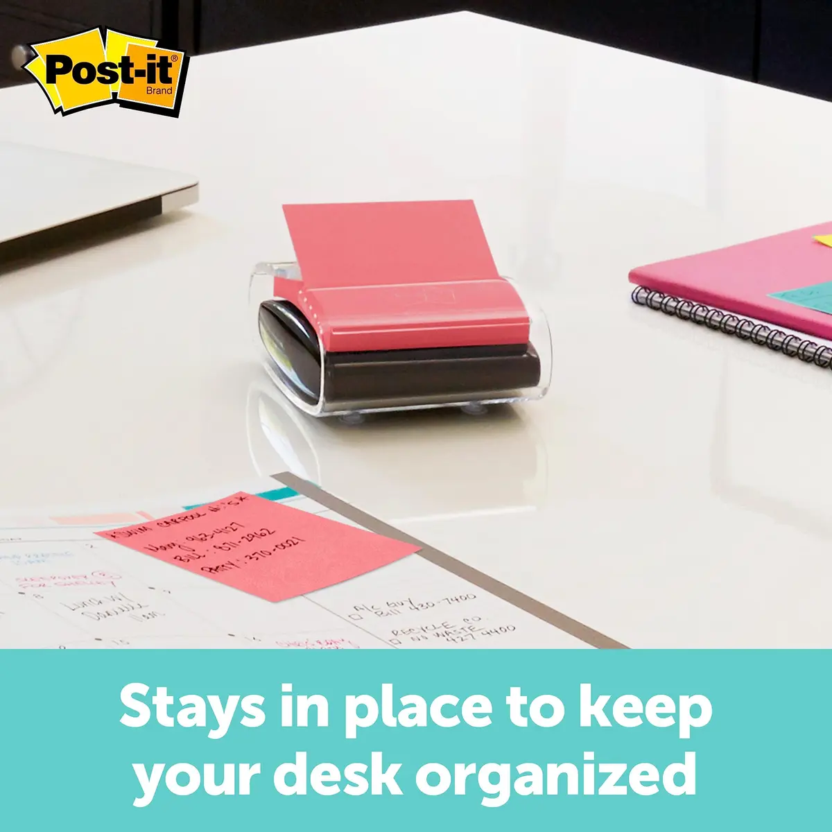 Post-it Pop-up Notes Dispenser, 3x3 in, Black Base Clear Top, Pack Includes Dispenser and 2 Pads of Pop-up Notes | Desk Organizer for Notes & Reminders - view 2