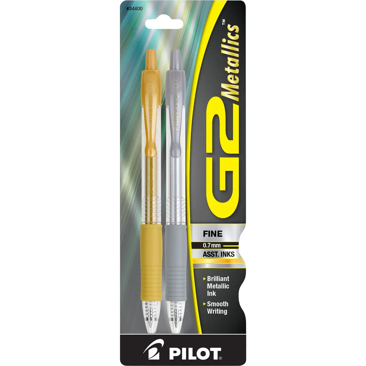 Pilot G2 Metallics Gel Roller Pens 0.7 mm | Gold & Silver Fine Point, Pack of 2 - main product image