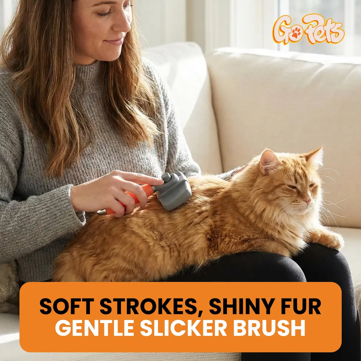 GoPets Self-Cleaning Slicker Brush for Dogs & Cats | Dematting & Deshedding, 4 Inch Wide - view 5