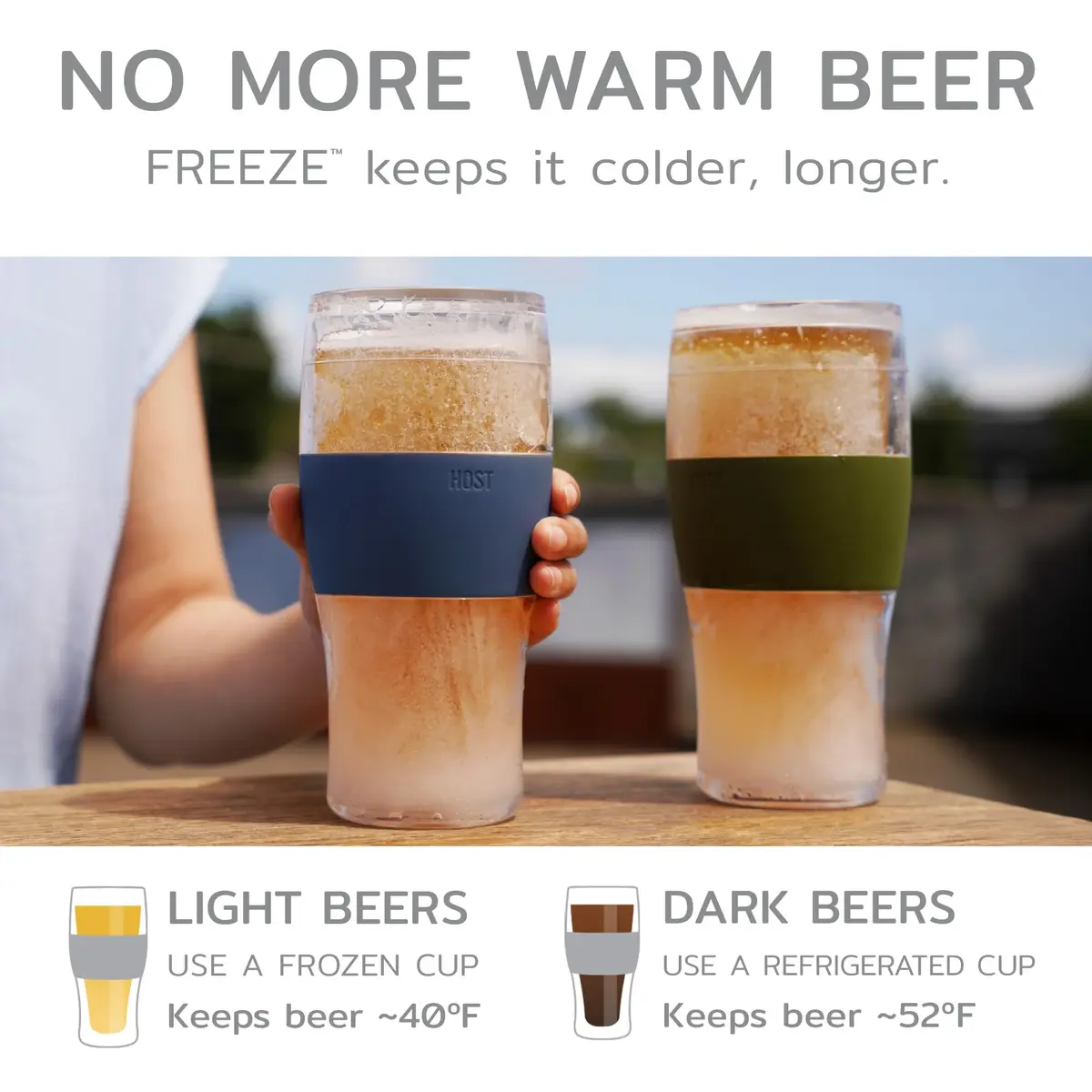 Host Freeze Beer Glasses, Set of 2, 16 oz Pint Tumblers | Keep Beer Ice Cold for Hours - view 2