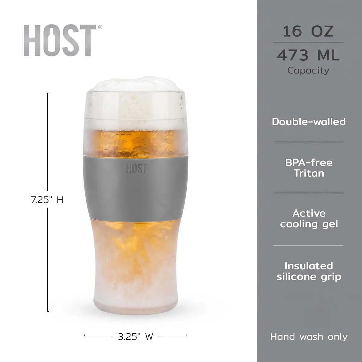 Host Freeze Beer Glasses, Set of 2, 16 oz Pint Tumblers | Keep Beer Ice Cold for Hours - view 3