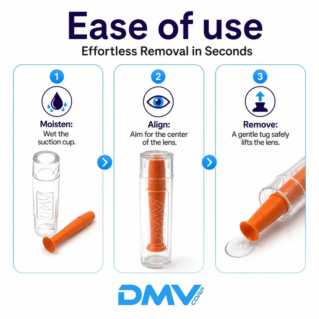 DMV Ultra Contact Lens Remover Tool Applicator Made in USA 3 Pack - Orange | Durable, Safe & Effective for Hard Lenses - view 5