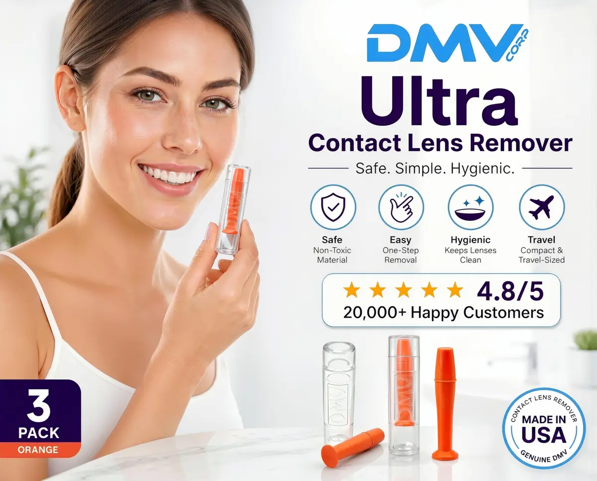 DMV Ultra Contact Lens Remover Tool Applicator Made in USA 3 Pack - Orange | Durable, Safe & Effective for Hard Lenses - view 2