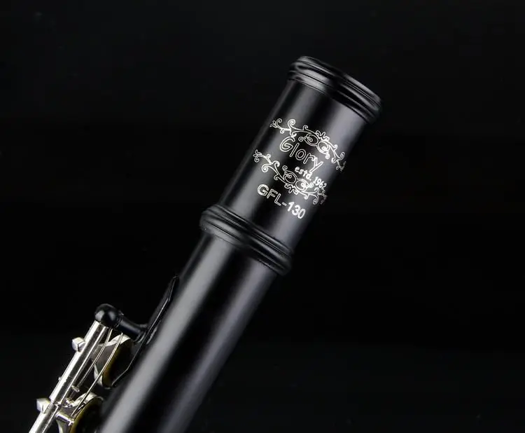 GLORY Closed Hole C Flute with Case, Tuning Rod & Gloves, Black/Silver | Brass & Woodwind Instrument - main product image