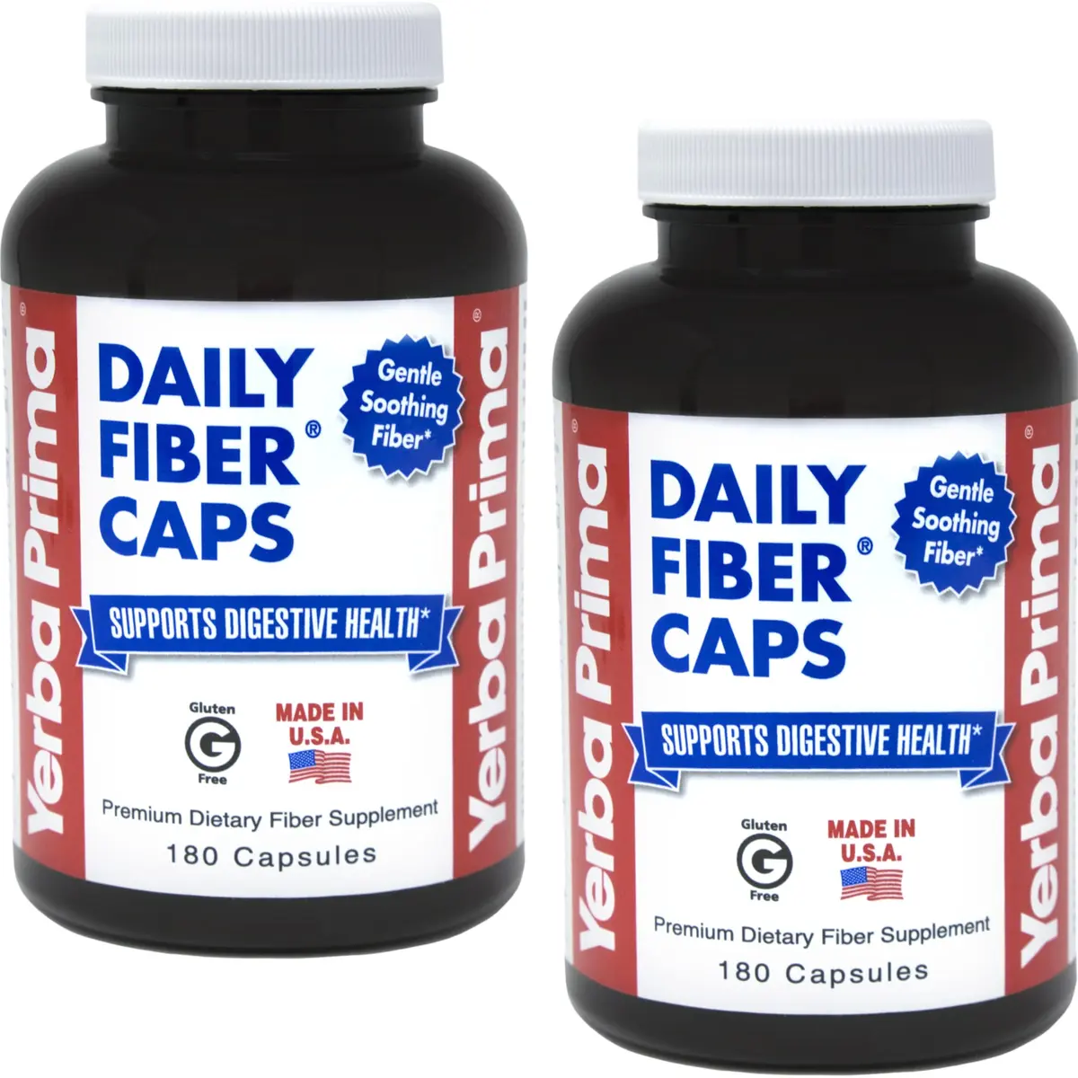 Yerba Prima Daily Fiber Formula 180 caps | Vegan, Non-GMO, Gluten-Free for Gut Health - main product image