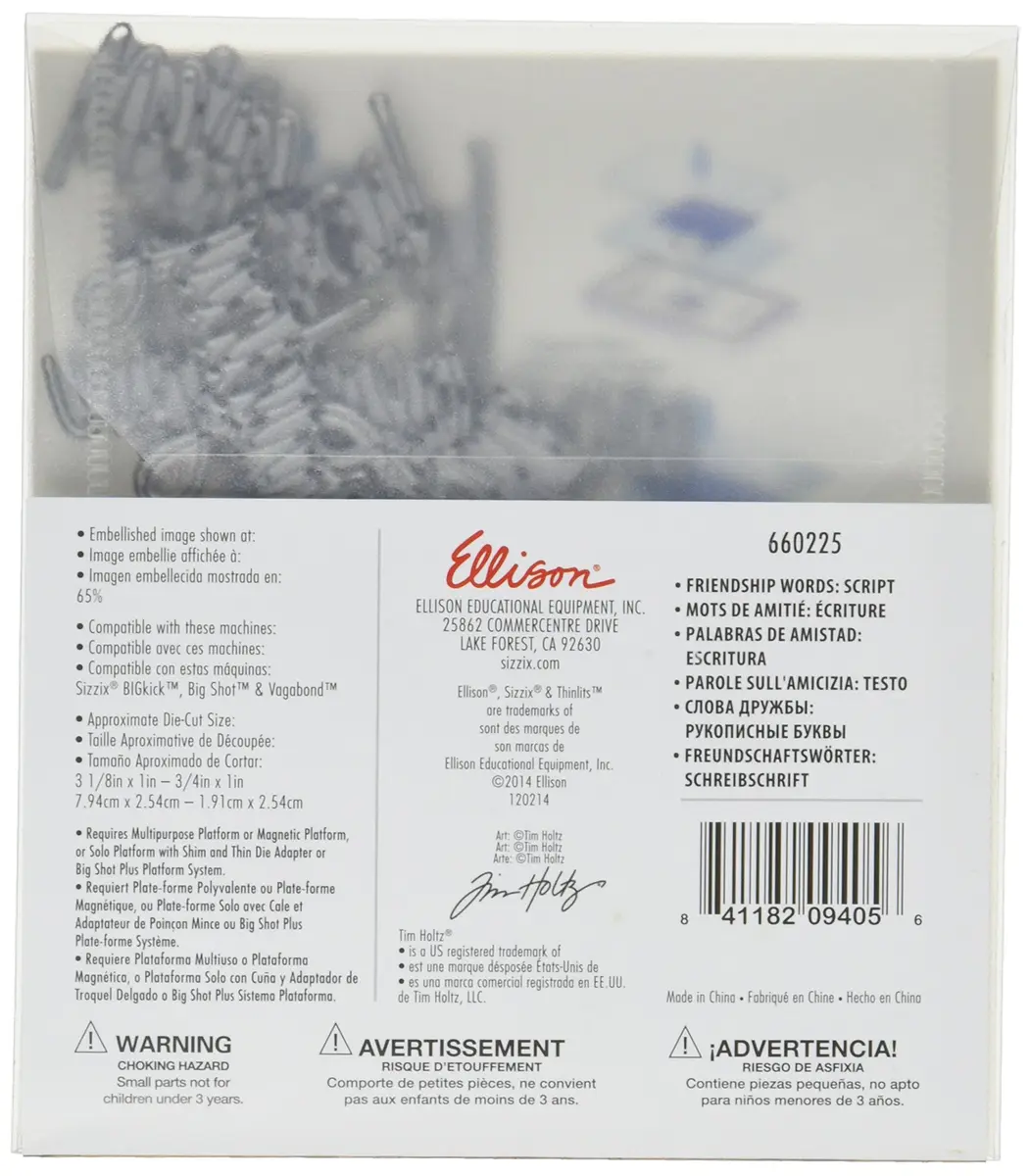 Sizzix Thinlits Die Set Friendship Words Script by Tim Holtz 16 Pack | Cut Intricate Designs from Paper & More - view 2