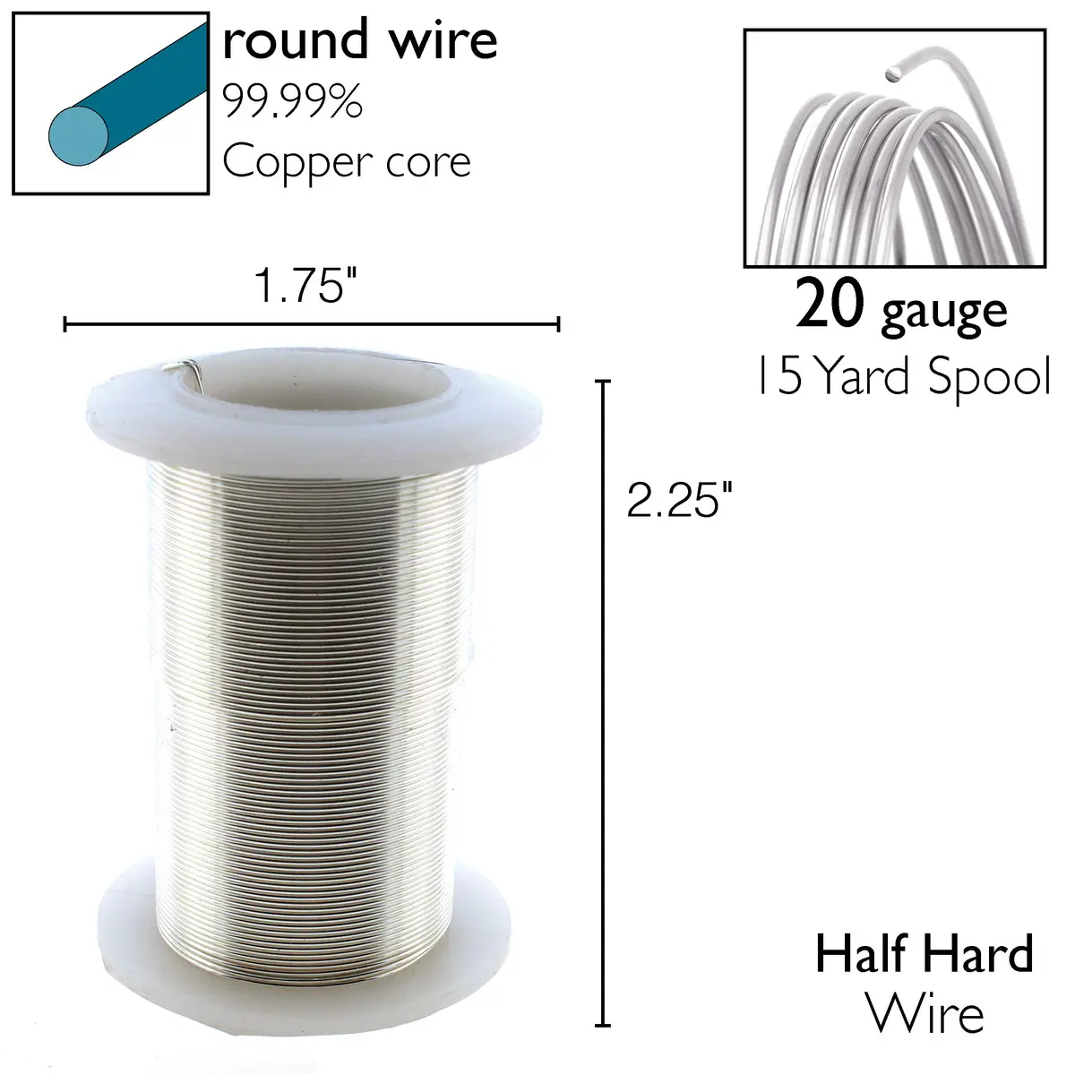 The Beadsmith Copper Jewelry Wire 20 Gauge Silver Color 13.72m (45 Ft) | Tarnish-Resistant for Crafts - view 4