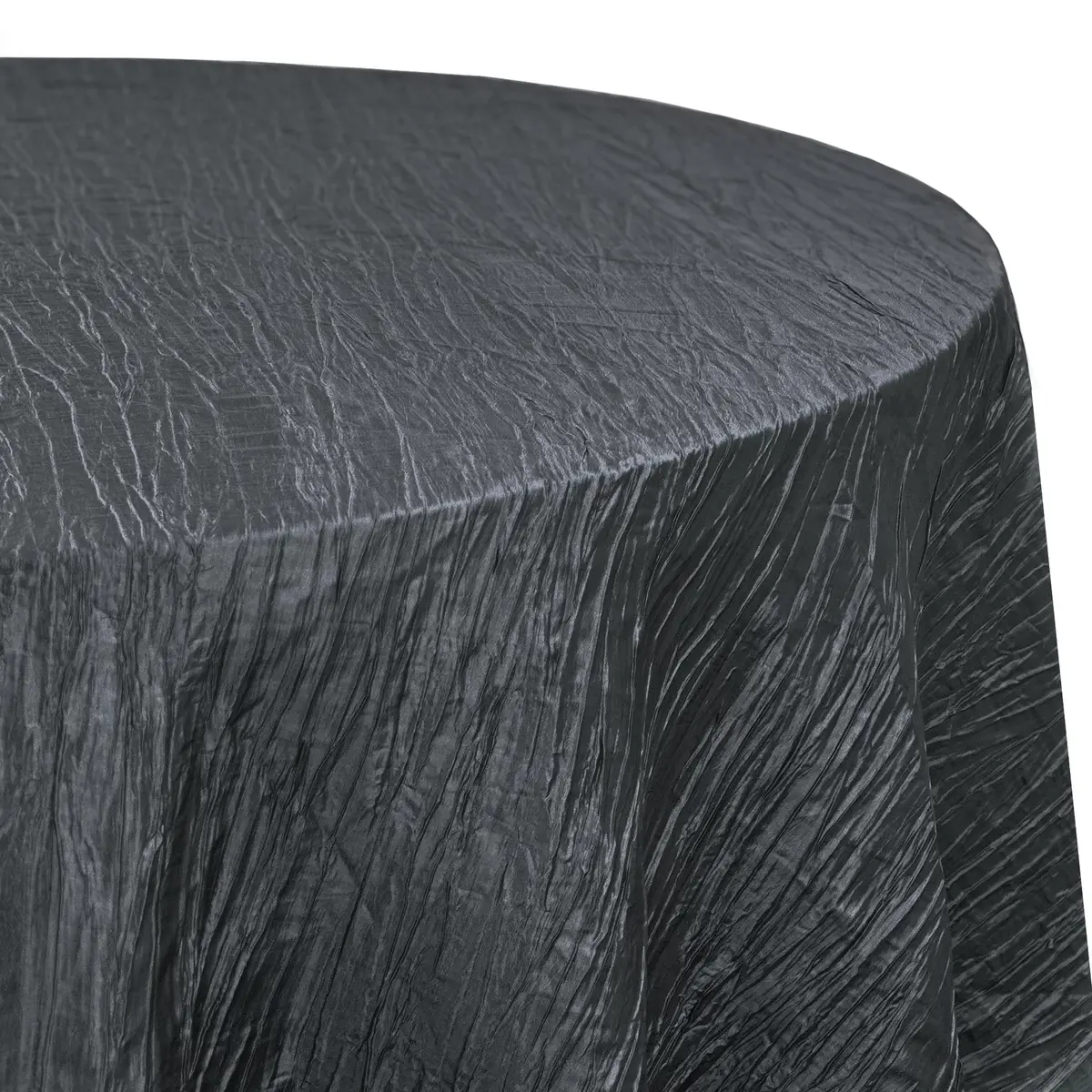 YOUR CHAIR COVERS - 120 Inch Round Crinkle Taffeta Tablecloth - Black, Crushed Shiny Dining Table Cloth for Wedding Party Birthday Baby Bridal Shower - view 4