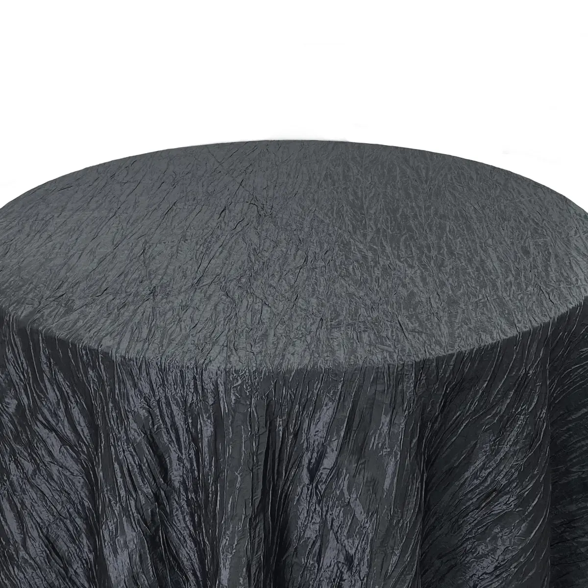 YOUR CHAIR COVERS - 120 Inch Round Crinkle Taffeta Tablecloth - Black, Crushed Shiny Dining Table Cloth for Wedding Party Birthday Baby Bridal Shower - view 5