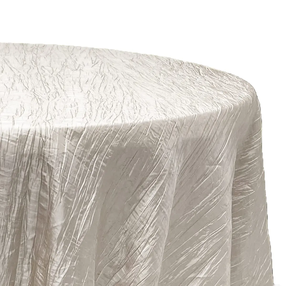 YOUR CHAIR COVERS - 132 Inch Round Crinkle Taffeta Tablecloth - Ivory, Crushed Shiny Dining Table Cloth for Wedding Party Birthday Baby Bridal Shower - view 4