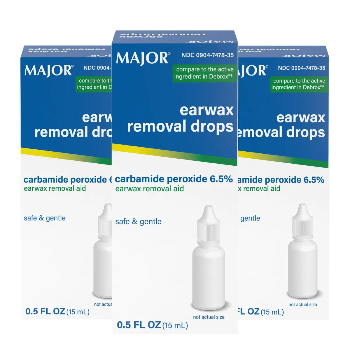 MAJOR Earwax Removal Drops with 6.5% Carbamide Peroxide | Gentle & Safe Earwax Softening for Adults & Kids 12+ - main product image
