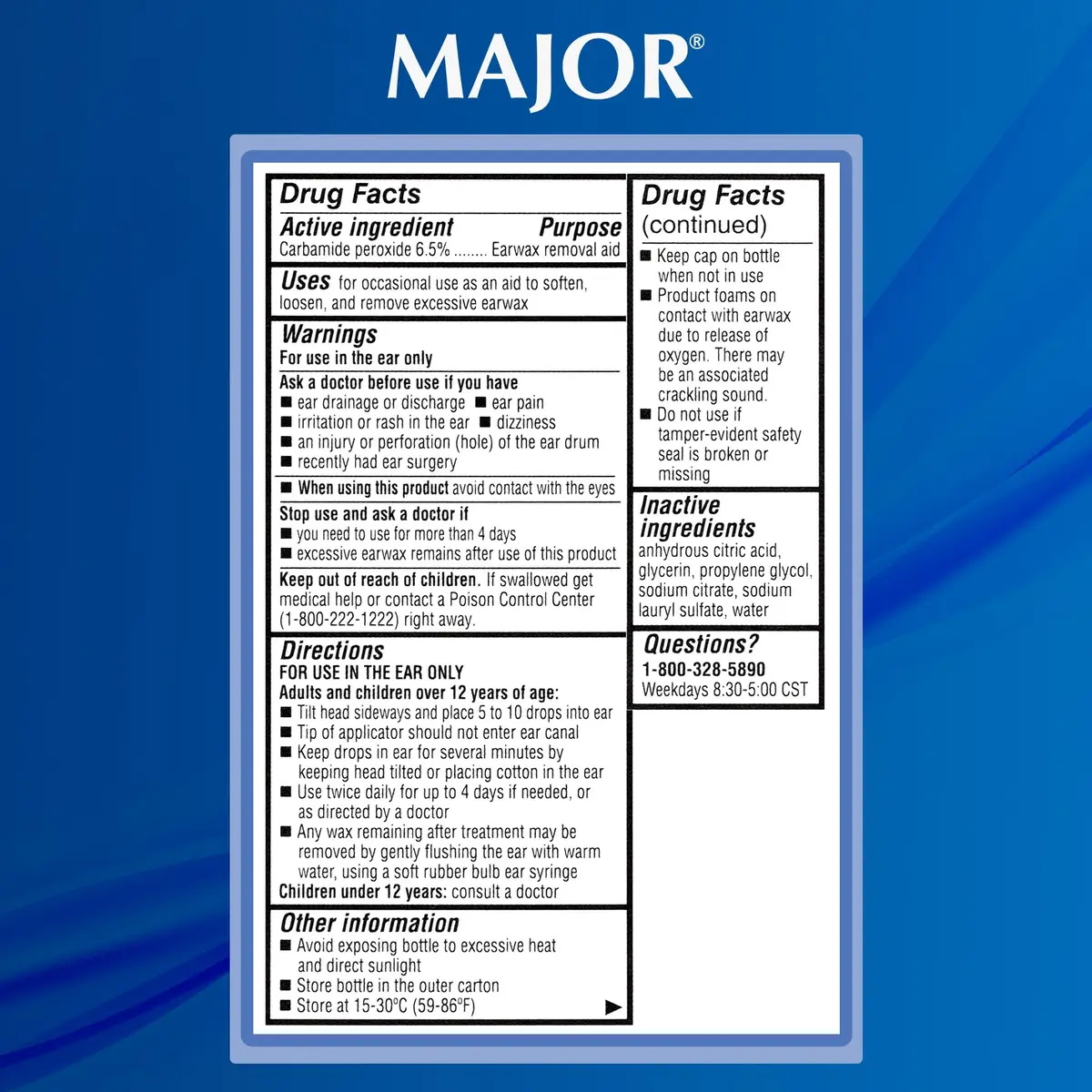 MAJOR Earwax Removal Drops with 6.5% Carbamide Peroxide | Gentle & Safe Earwax Softening for Adults & Kids 12+ - view 7