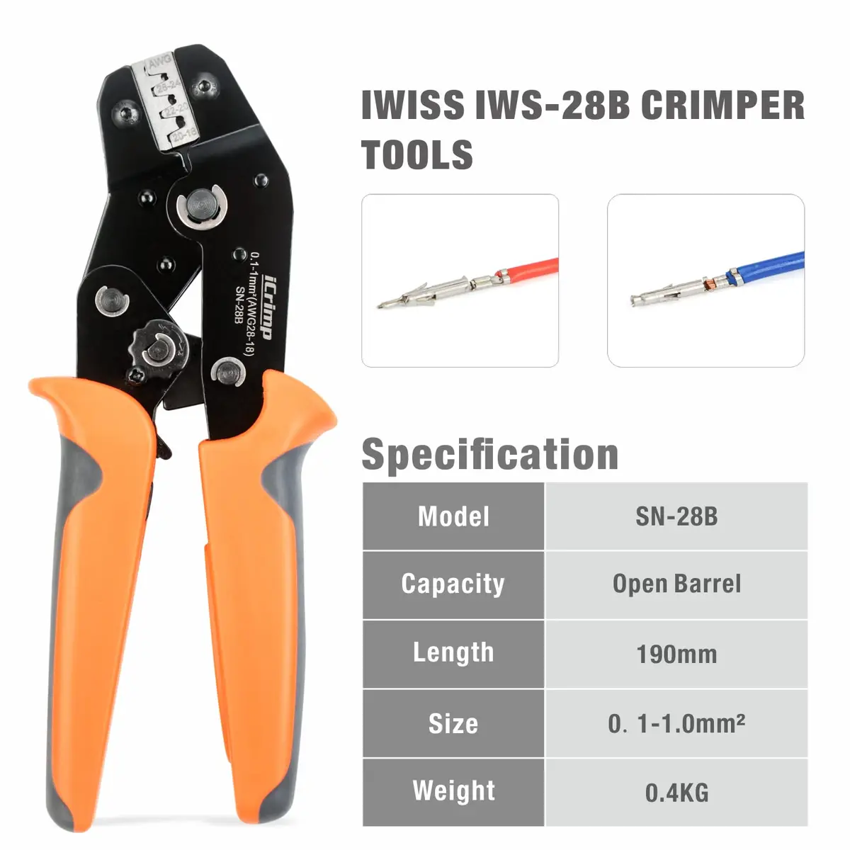 IWISS iCrimp SN-28B Crimping Tool for 3.96mm, 2.54mm, 2.5mm Pitch Connectors | High-Quality, USA Import, 20° Ratchet - view 2