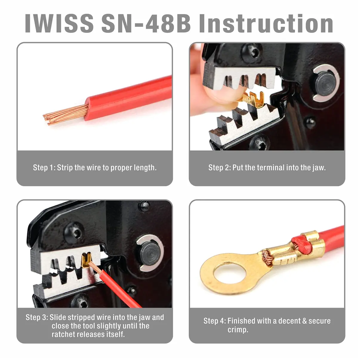 IWISS SN-48B Crimping Tool 190mm | Precise 26-16AWG Crimper for Connectors - view 7