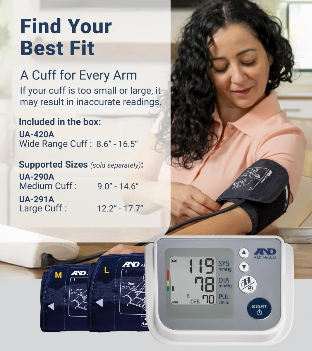 A&D Medical UA-767FAC Automatic Blood Pressure Monitor | 22-42cm Wide Cuff, 4 Users, 60 Readings, AC Adapter - view 6
