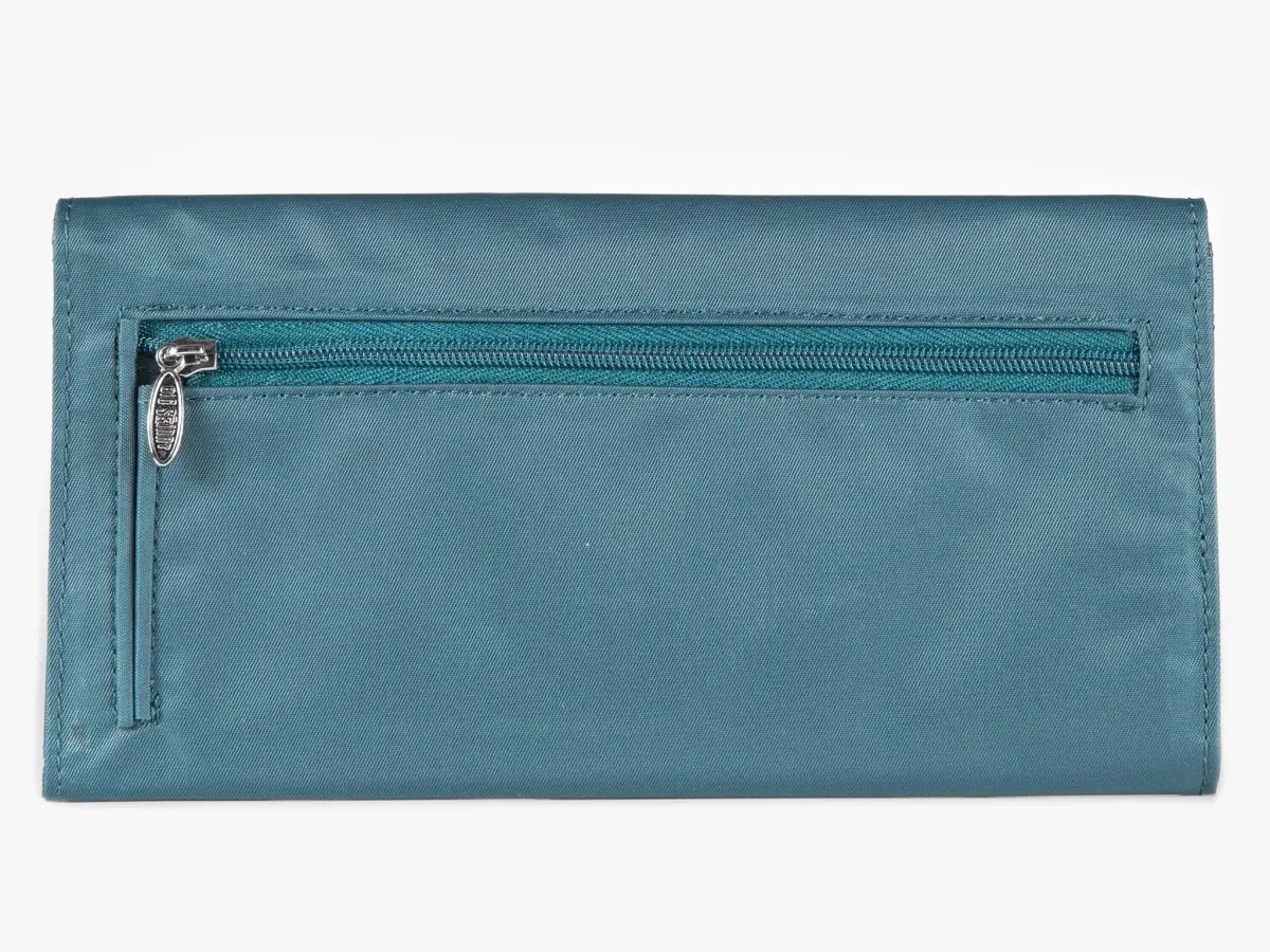 Big Skinny Women's Slimvelope Tri-Fold Checkbook Wallet Teal | Holds 40 Cards - view 2