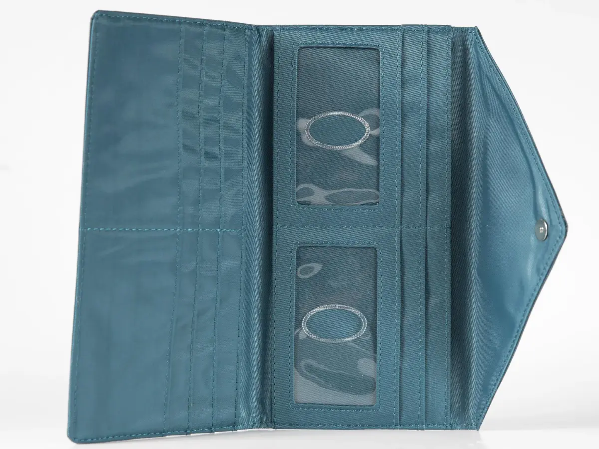 Big Skinny Women's Slimvelope Tri-Fold Checkbook Wallet Teal | Holds 40 Cards - view 3