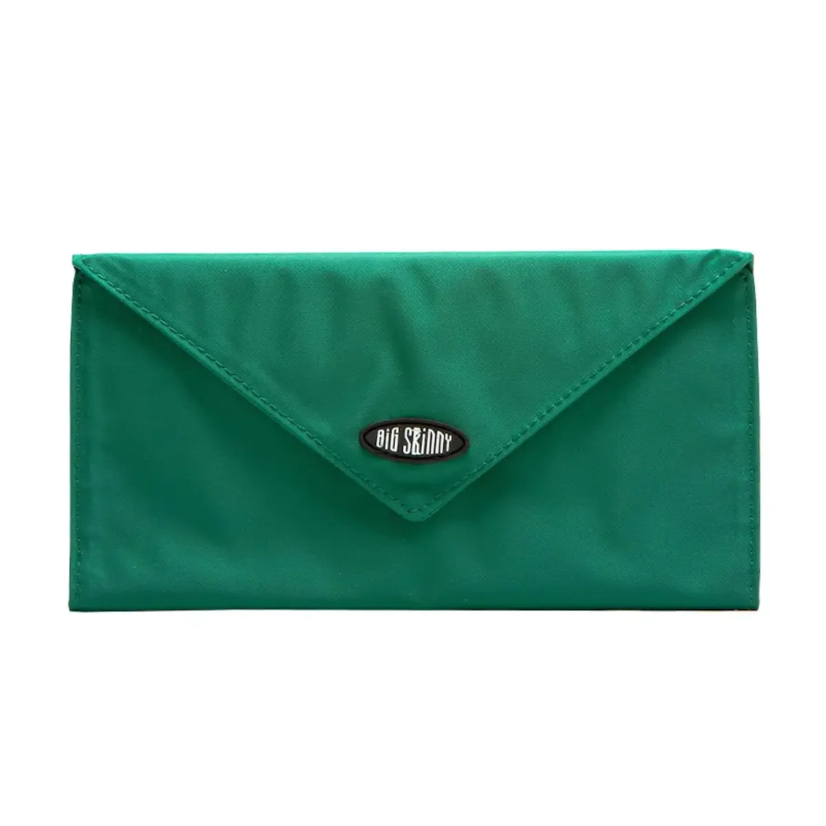 Big Skinny Women's Slimvelope Tri-Fold Checkbook Wallet Holds 40 Cards Verdant Green | Lightweight Nylon Microfiber - main product image
