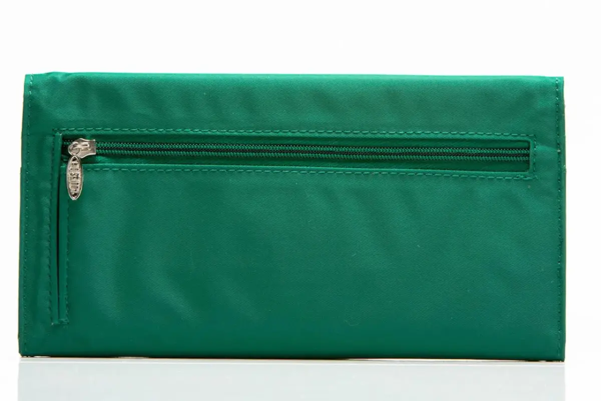 Big Skinny Women's Slimvelope Tri-Fold Checkbook Wallet Holds 40 Cards Verdant Green | Lightweight Nylon Microfiber - view 2