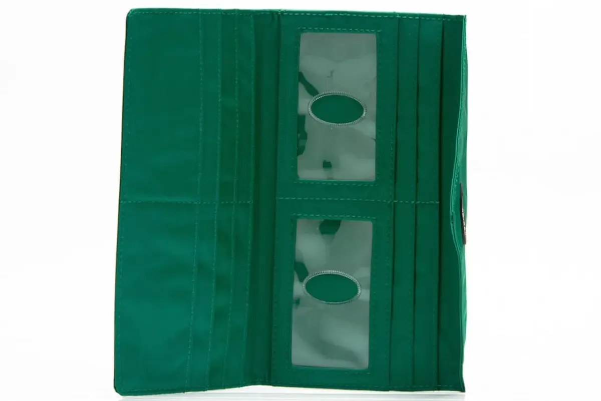 Big Skinny Women's Slimvelope Tri-Fold Checkbook Wallet Holds 40 Cards Verdant Green | Lightweight Nylon Microfiber - view 3