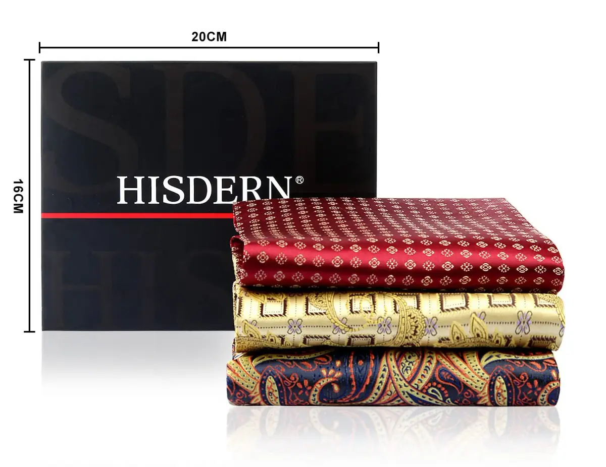 HISDERN Ascot Tie & Pocket Square Set 126cm (49.6") | Jacquard Woven Floral Paisley Polka Dot - view 8