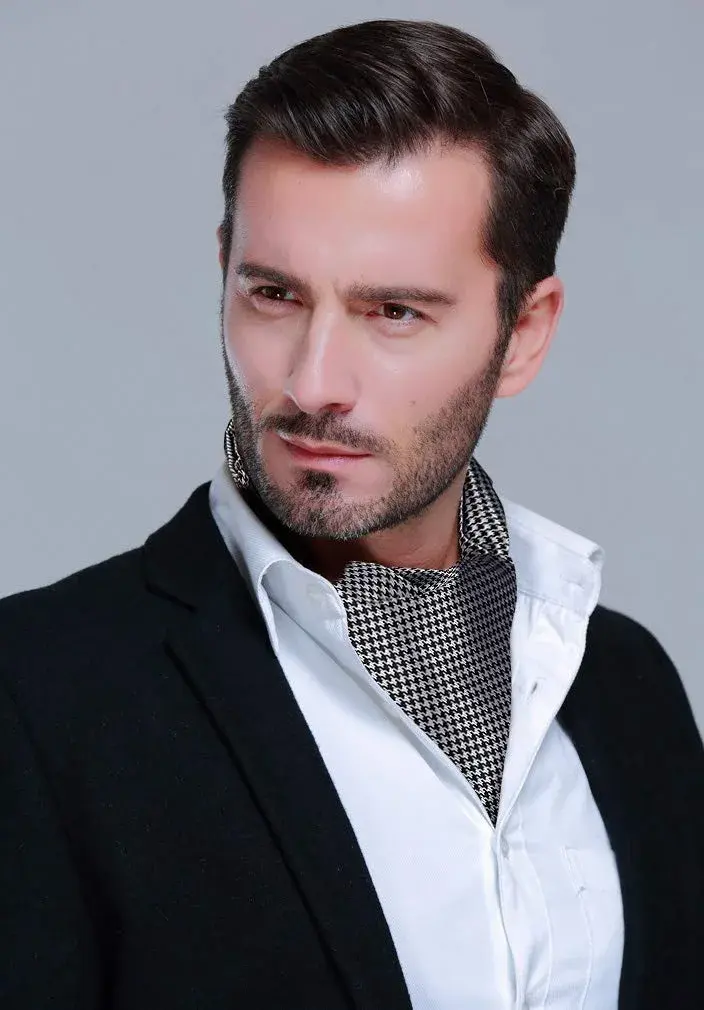 HISDERN Ascot Tie & Pocket Square Set 126cm (49.6") | Jacquard Woven Floral Paisley Polka Dot - view 2
