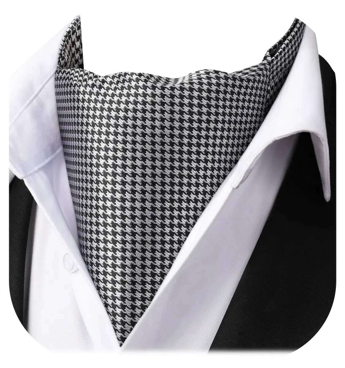 HISDERN Ascot Tie & Pocket Square Set 126cm (49.6") | Jacquard Woven Floral Paisley Polka Dot - view 4