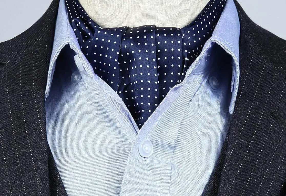 HISDERN Floral Paisley Polka Dot Jacquard Ascot Tie for Men, 126cm (49.6") | Formal Wedding Party Accessory - view 3