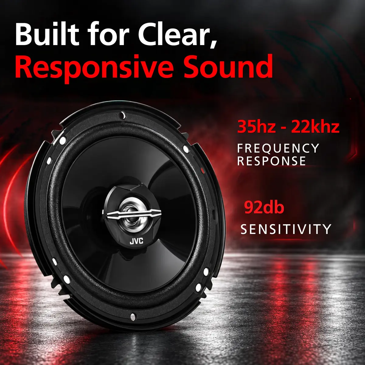 JVC CS-J620 300W 6.5" CS Series 2-Way Coaxial Car Speakers, Set of 2, Mica Cone & PEI Tweeter, Easy Install - view 6