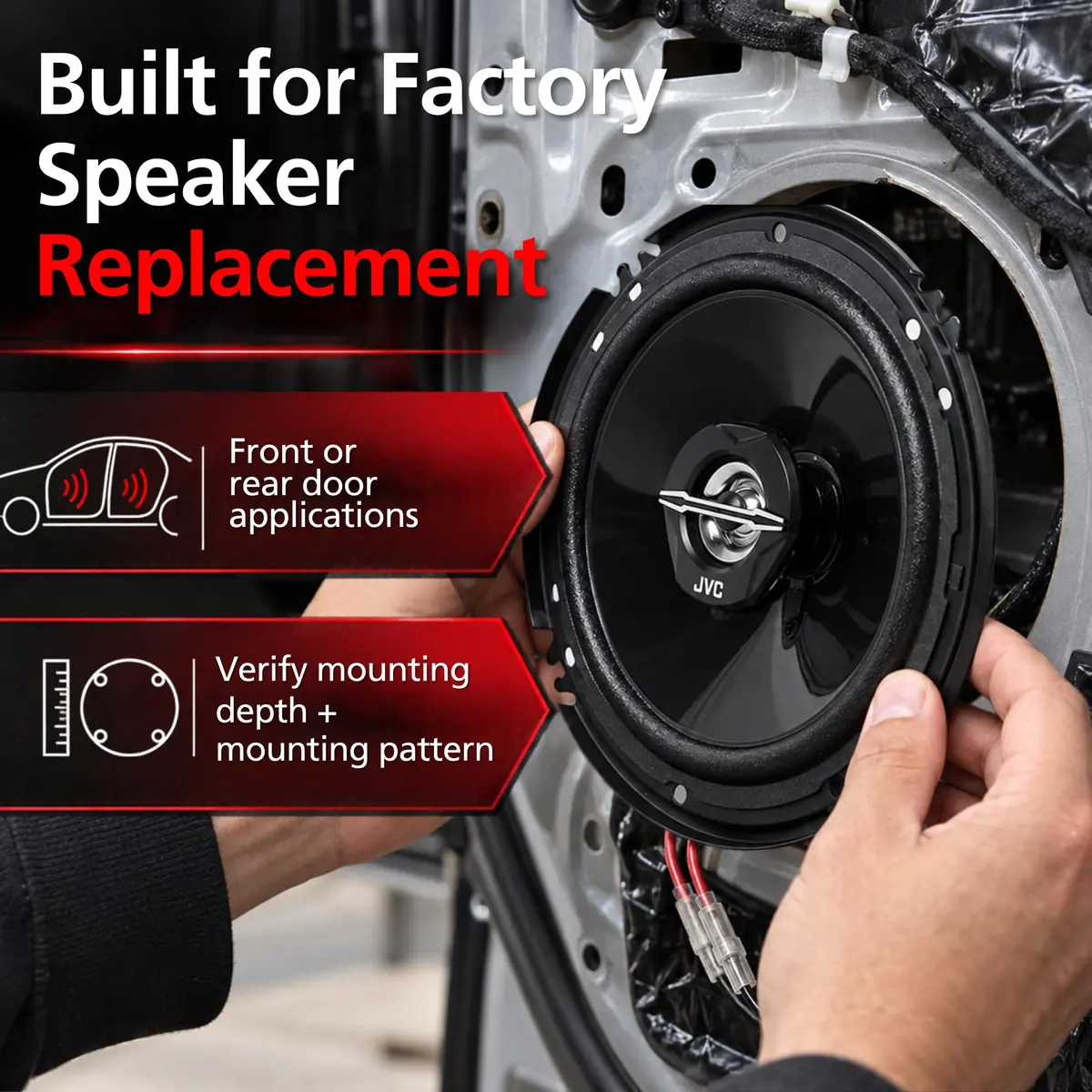 JVC CS-J620 300W 6.5" CS Series 2-Way Coaxial Car Speakers, Set of 2, Mica Cone & PEI Tweeter, Easy Install - view 8