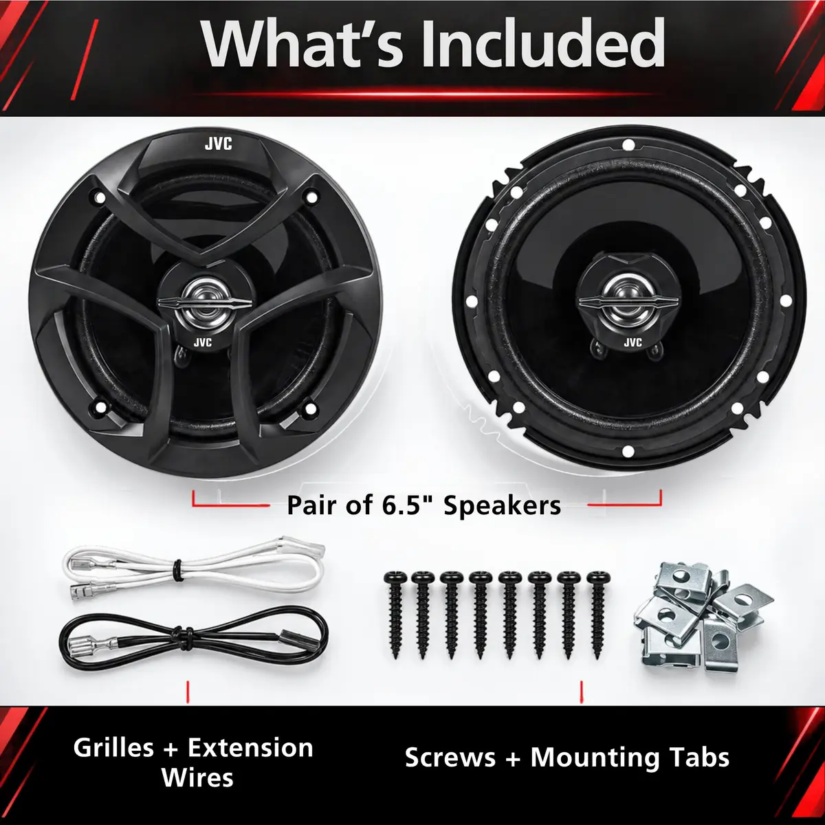 JVC CS-J620 300W 6.5" CS Series 2-Way Coaxial Car Speakers, Set of 2, Mica Cone & PEI Tweeter, Easy Install - view 9