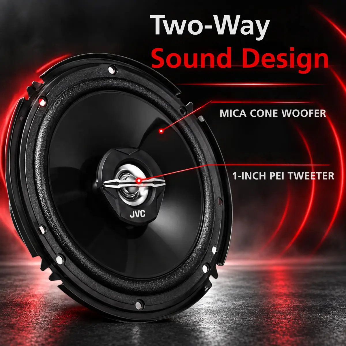 JVC CS-J620 300W 6.5" CS Series 2-Way Coaxial Car Speakers, Set of 2, Mica Cone & PEI Tweeter, Easy Install - view 3