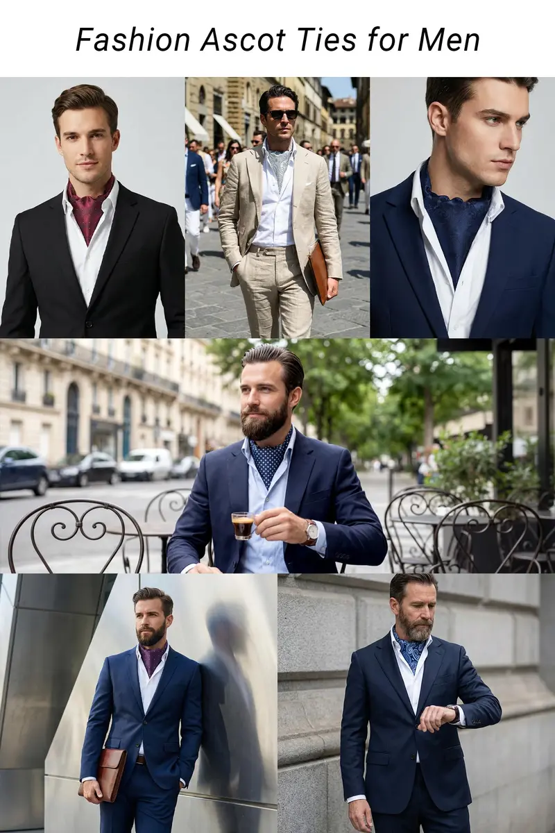 HISDERN Ascot Tie Mens Formal Cravat Ties Floral Paisley Polka Dot Jacquard Self Ascots Cravat Scarf Wedding Party | Elegant & Rich Design (70-120 chars) - view 5