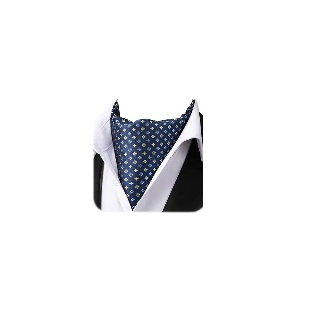 HISDERN Ascot Tie Mens Formal Cravat Ties Floral Paisley Polka Dot Jacquard Self Ascots Cravat Scarf Wedding Party | Elegant & Rich Design (70-120 chars) - main product image
