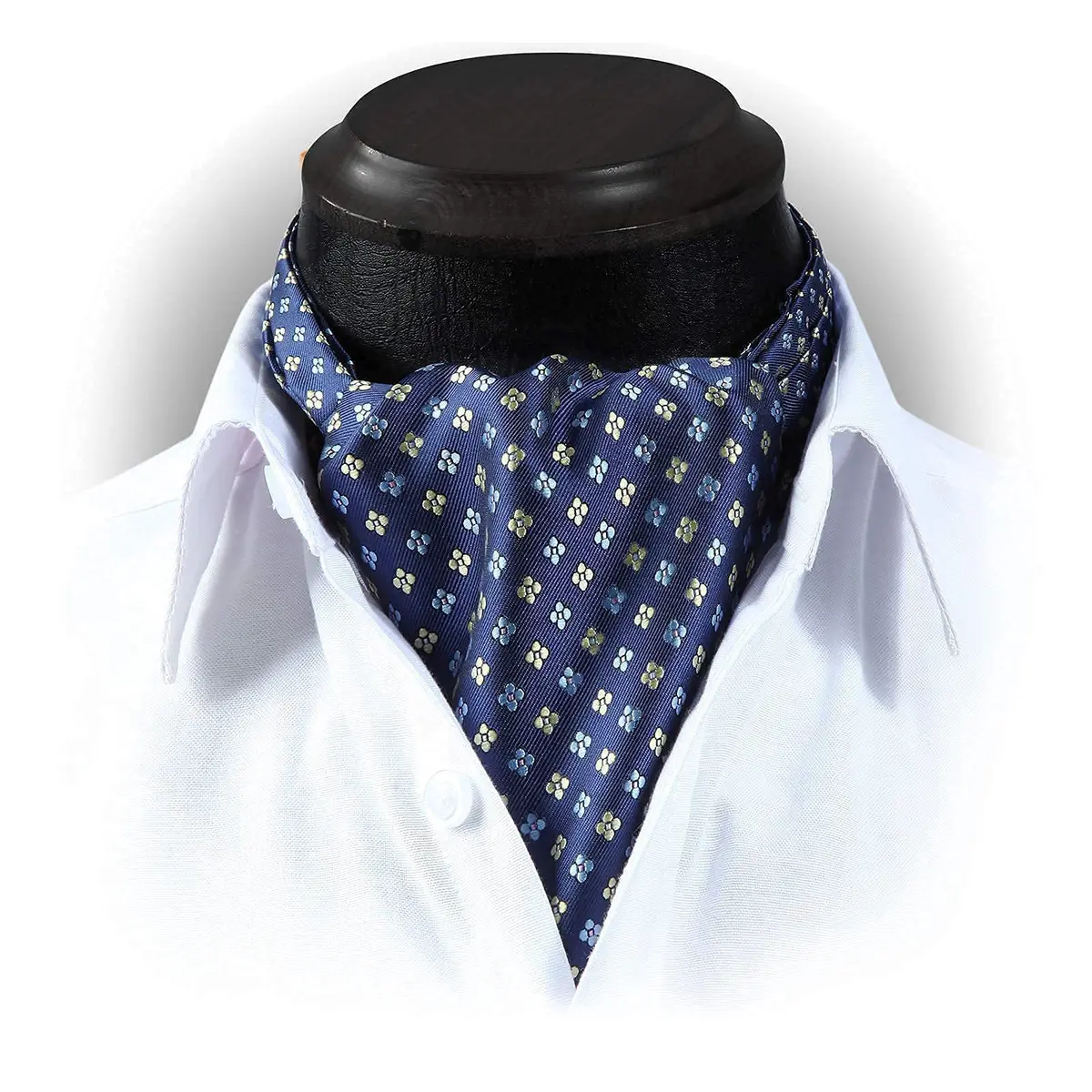 HISDERN Ascot Tie Mens Formal Cravat Ties Floral Paisley Polka Dot Jacquard Self Ascots Cravat Scarf Wedding Party | Elegant & Rich Design (70-120 chars) - view 8
