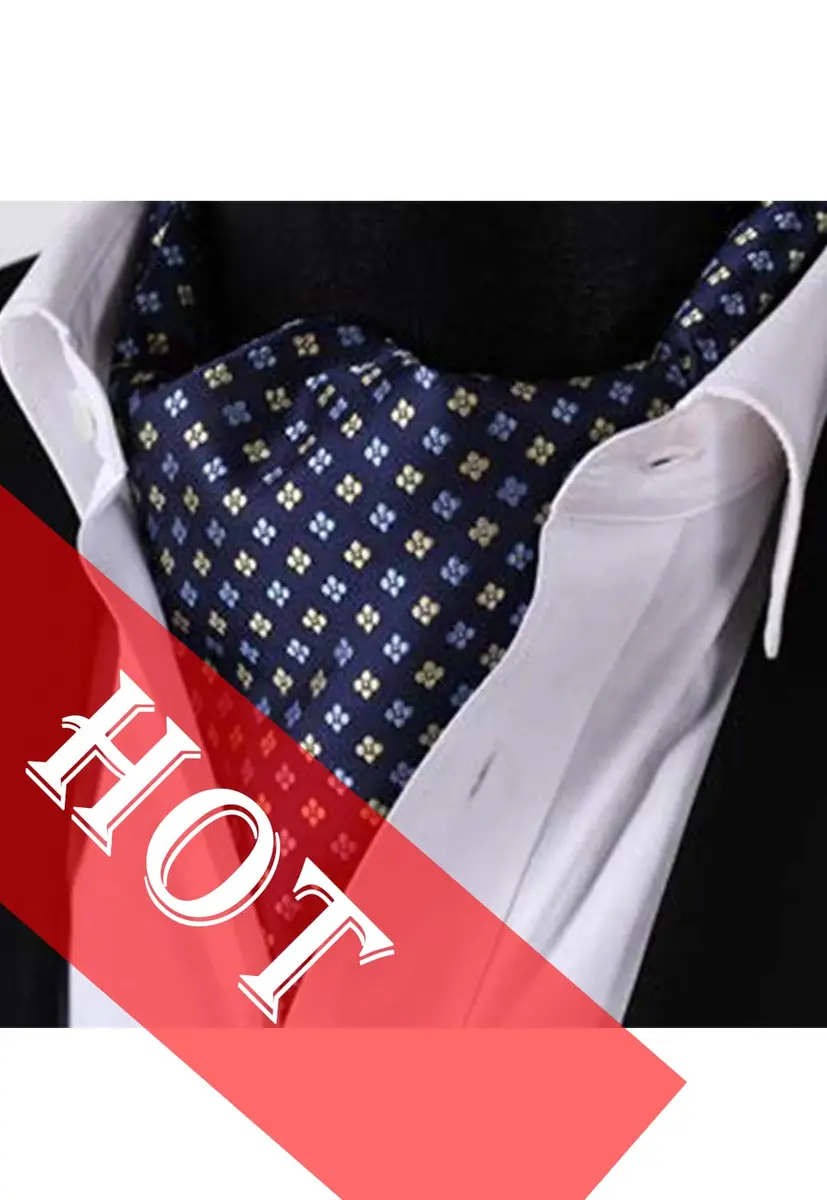 HISDERN Ascot Tie Mens Formal Cravat Ties Floral Paisley Polka Dot Jacquard Self Ascots Cravat Scarf Wedding Party | Elegant & Rich Design (70-120 chars) - view 9