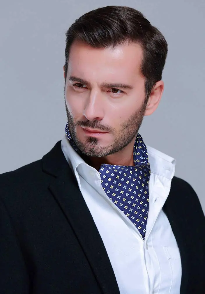 HISDERN Ascot Tie Mens Formal Cravat Ties Floral Paisley Polka Dot Jacquard Self Ascots Cravat Scarf Wedding Party | Elegant & Rich Design (70-120 chars) - view 3