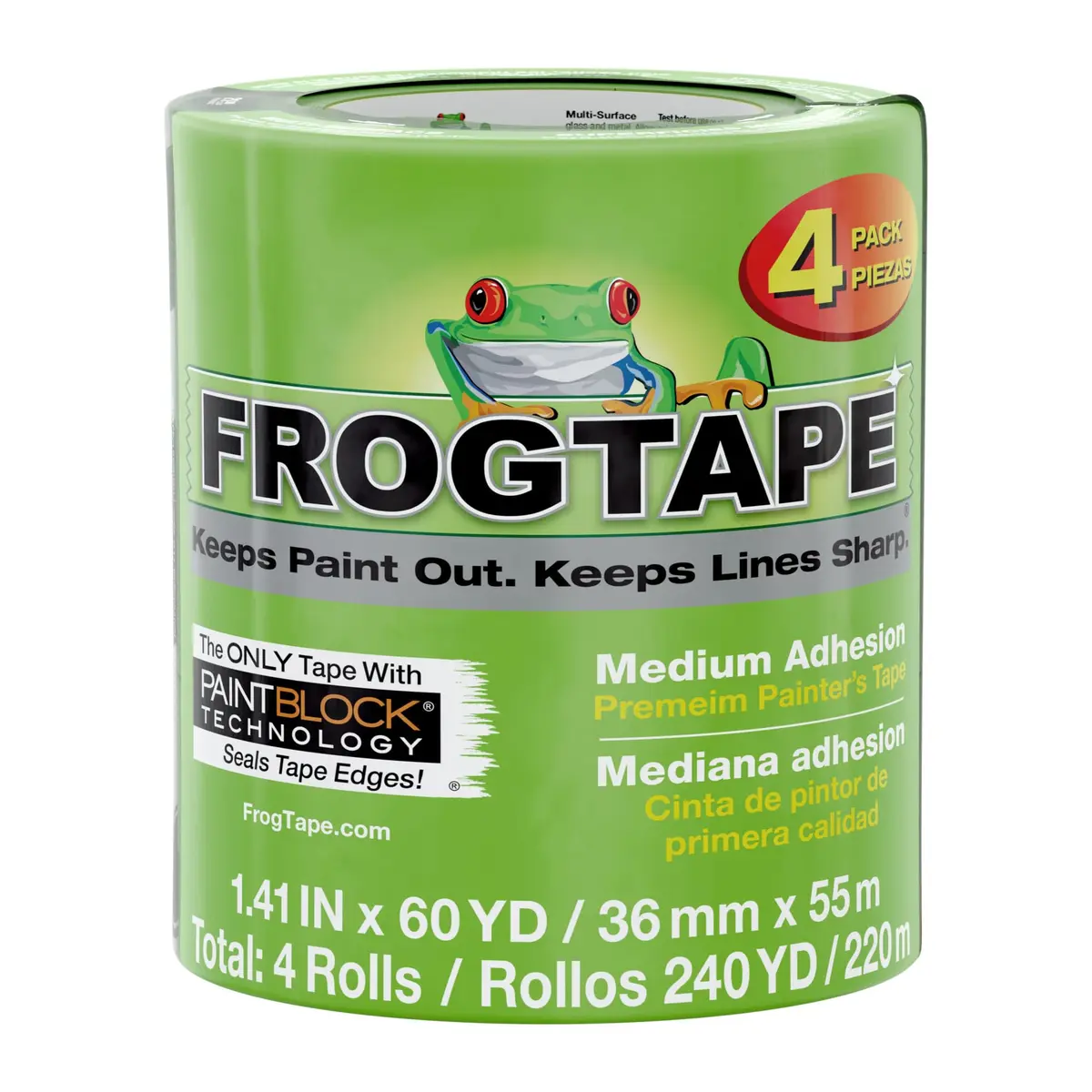 FrogTape Multi-Surface Painter's Tape with PAINTBLOCK, 1.41 in x 60 Yds | Sharp Edges & Clean Removal - main product image