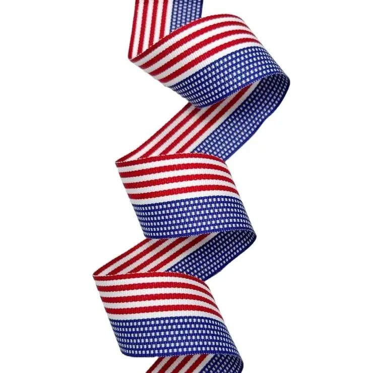 The Ribbon Factory USA Made 1-3/8" American Flag Striped Grosgrain Ribbon | Patriotic 100 Yards - view 2