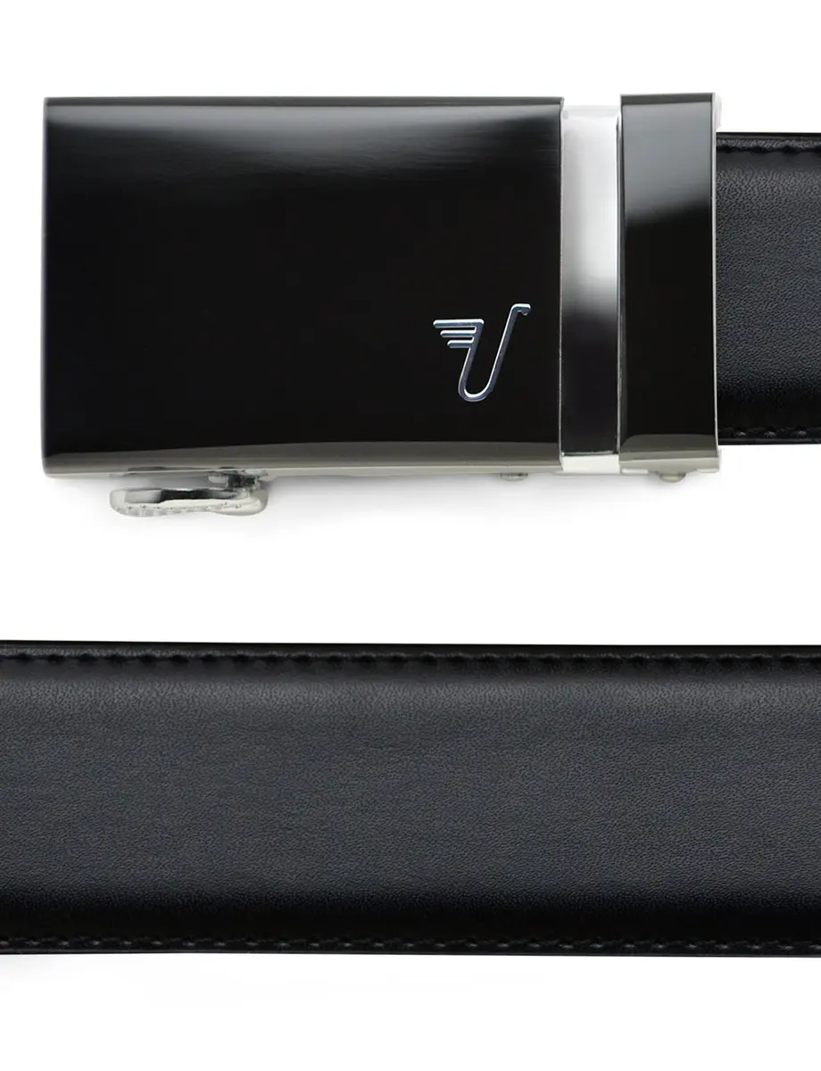 Mission Belt Men's Ratchet Belt - Vader 40 - Black Buckle/Black Leather (39-42) | Perfect Fit, No Holes - view 3