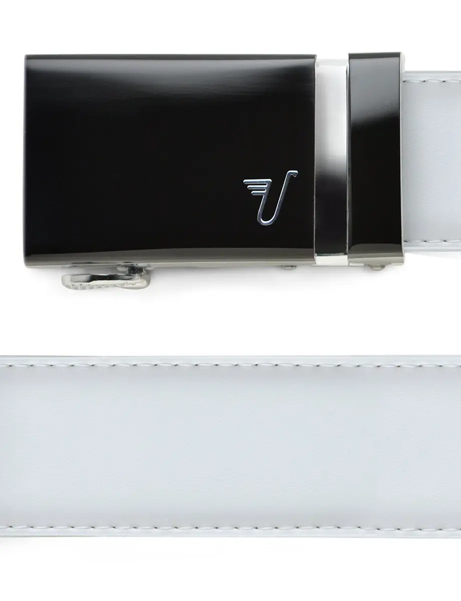 Mission Belt Men's Ratchet Belt - Vader 40 - Black Buckle/White Leather, Small (28-32) | Custom Fit & Support Global Hunger - view 3