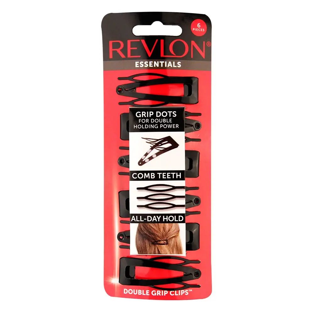 REVLON Double Grip Hair Clips, 6 Count | Patented No-Slip Grip Dots & Comb Teeth for All Hair Types - main product image