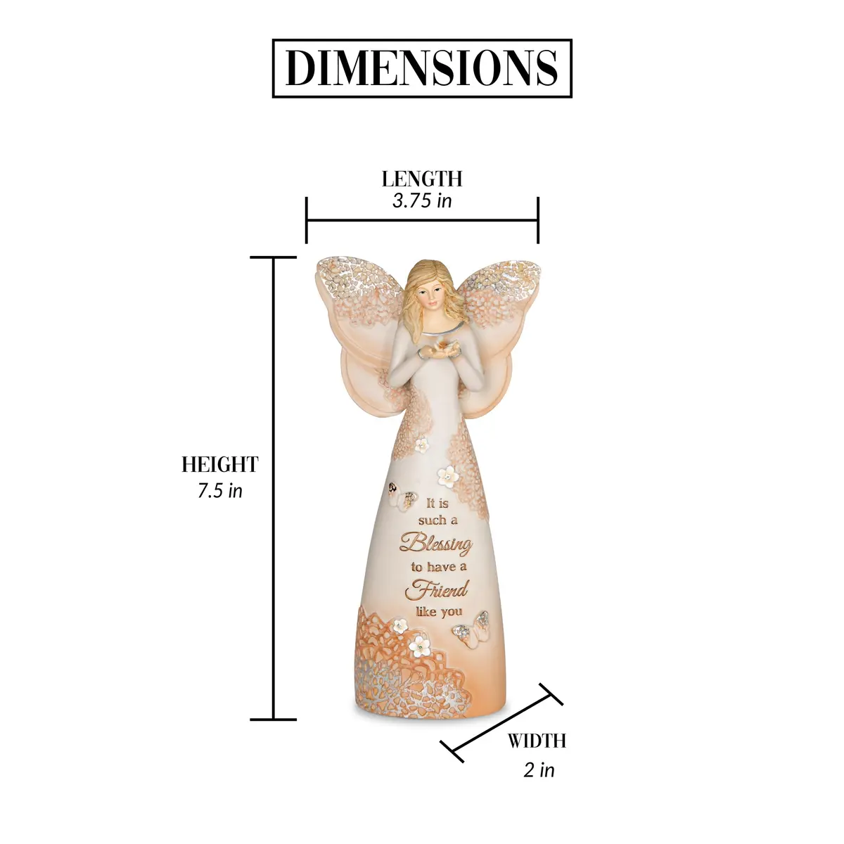Pavilion Gift Company Friend Angel Figurine 7.5-inch (19.05 cm) | Gifted by a Friend - view 2
