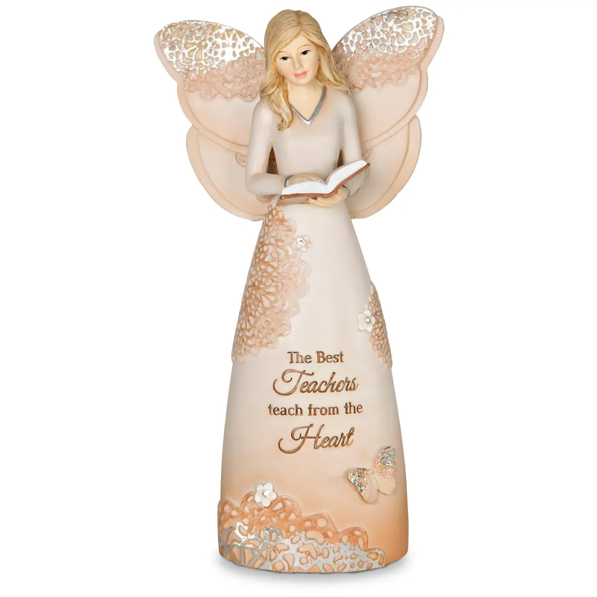 Pavilion Gift Company Floral Angel Figurine 15cm (6") | The Best Teachers Teach from The Heart - main product image