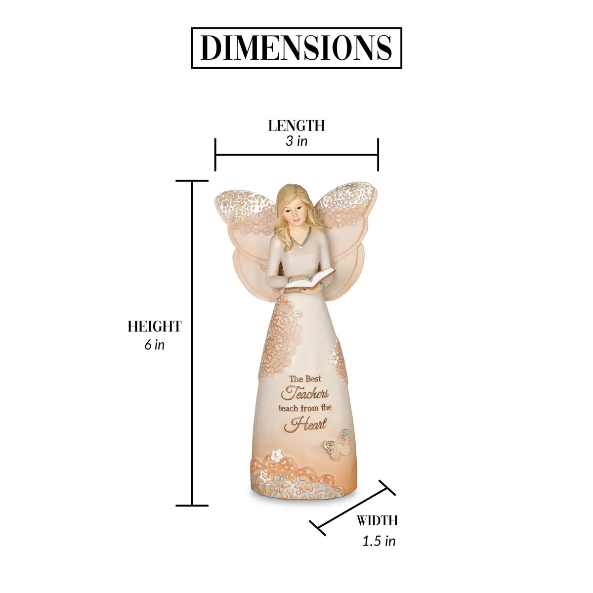 Pavilion Gift Company Floral Angel Figurine 15cm (6") | The Best Teachers Teach from The Heart - view 2