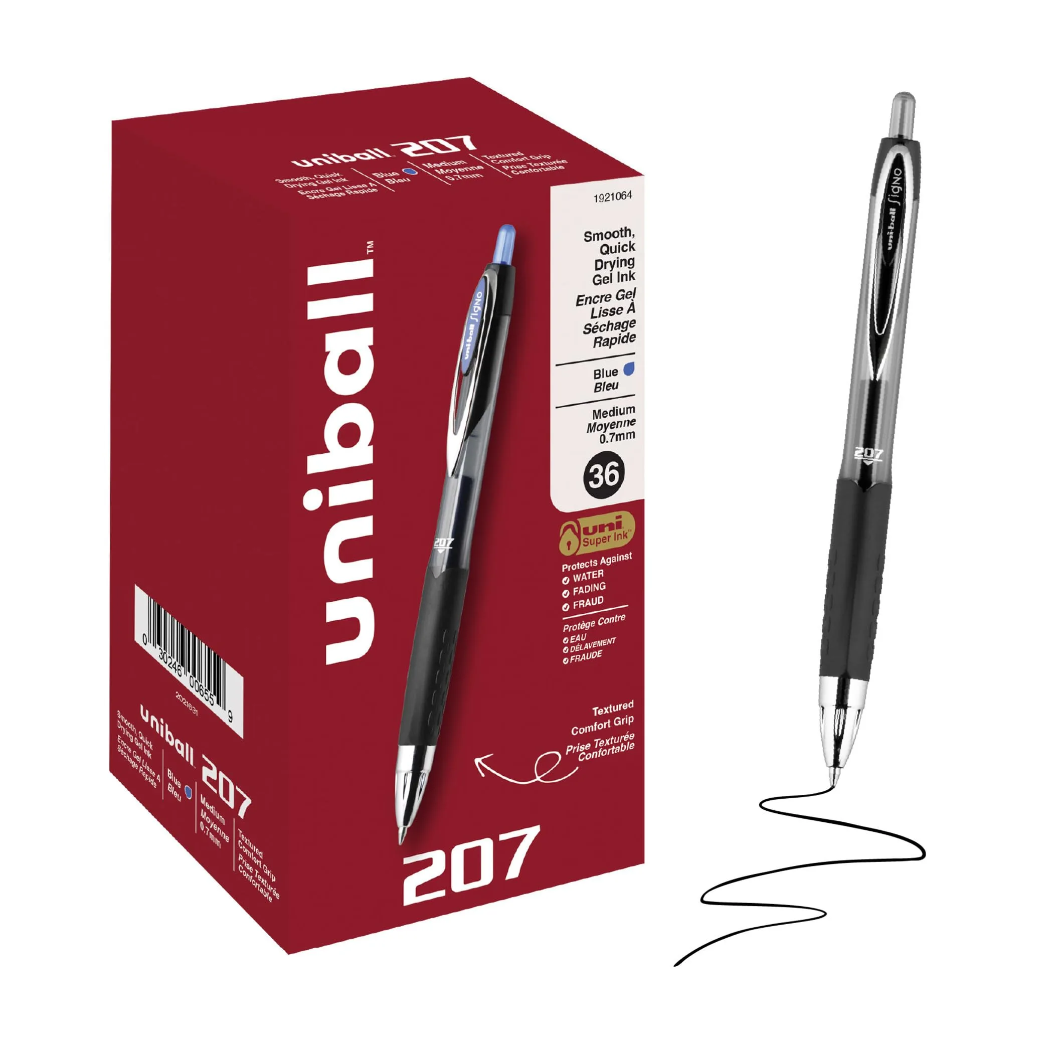 Uni-Ball 207 Retractable Gel Pens Medium Point 0.7mm Blue 36 Count | Smooth Ink Flow Writing Instrument - main product image