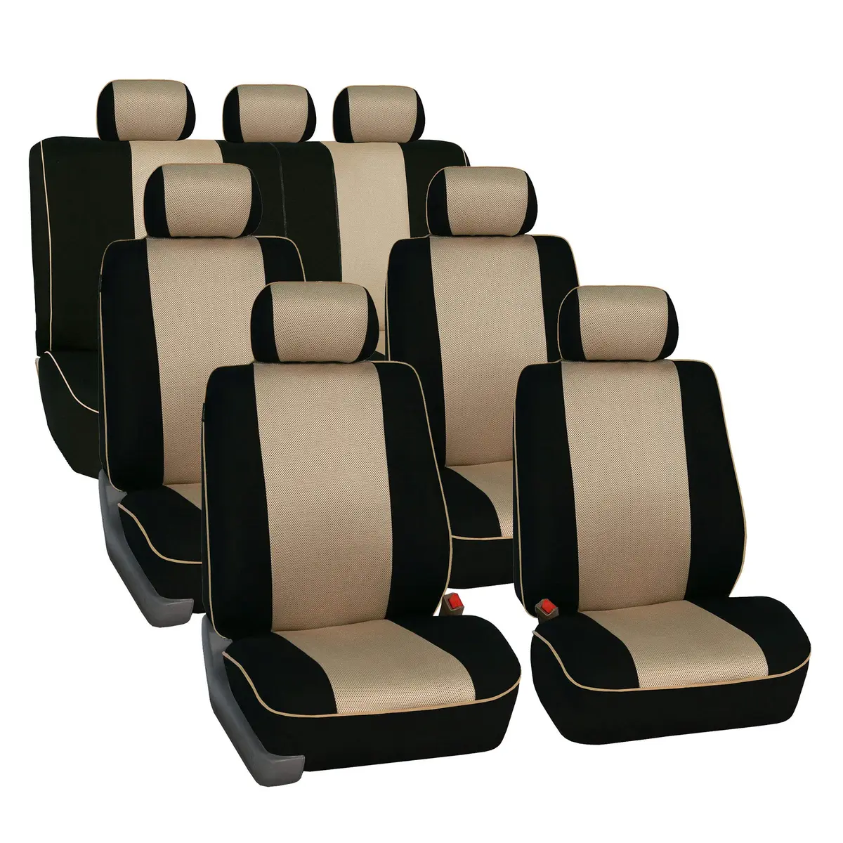 FH Group Car Seat Covers Three Row 7 Seater | Universal Fit, Breathable Foam Padding (enables cool comfort) - main product image